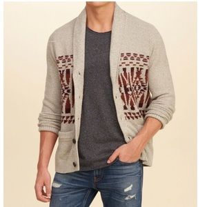 Hollister Mens X-Large Grandpa Knit Cardigan Southwestern Aztec Print Sweater